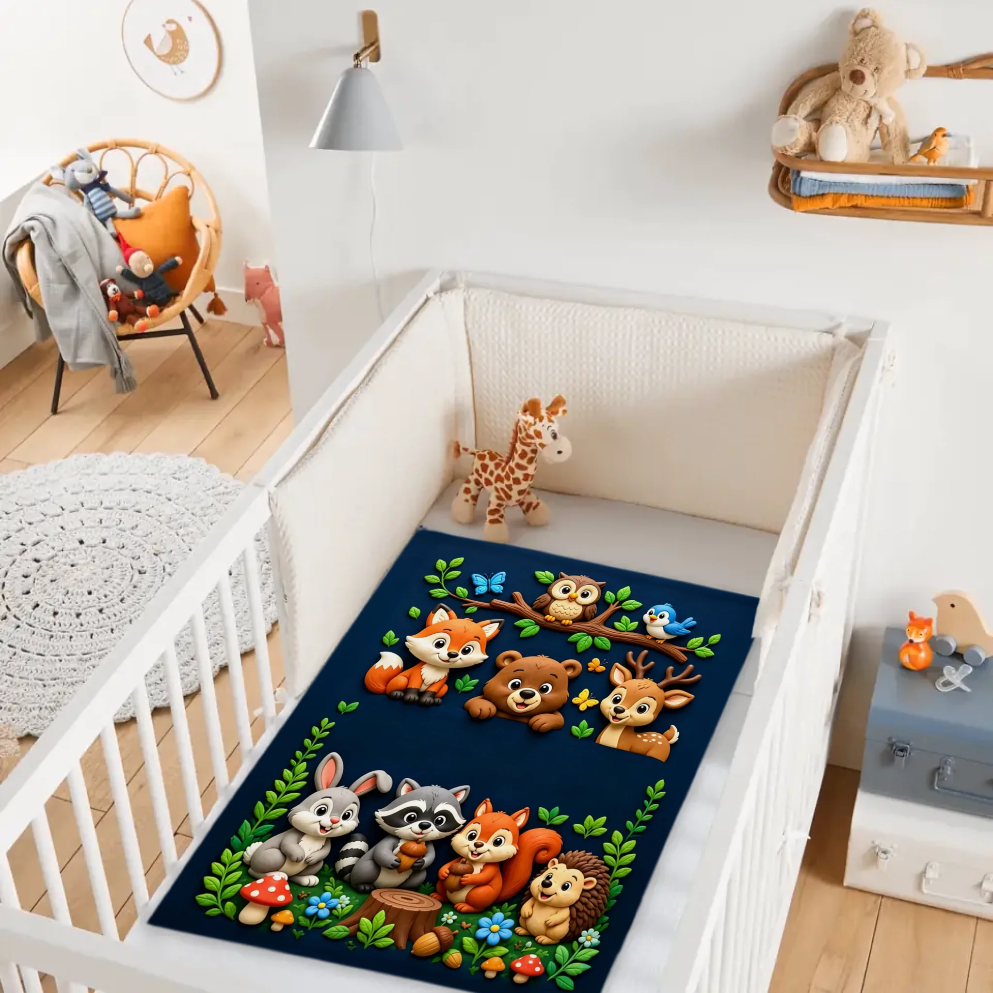 Personalized Woodland Animal Truck Throw Blanket – Cute Cartoon Soft Fleece Blanket with Name – Birthday Gift For Kids