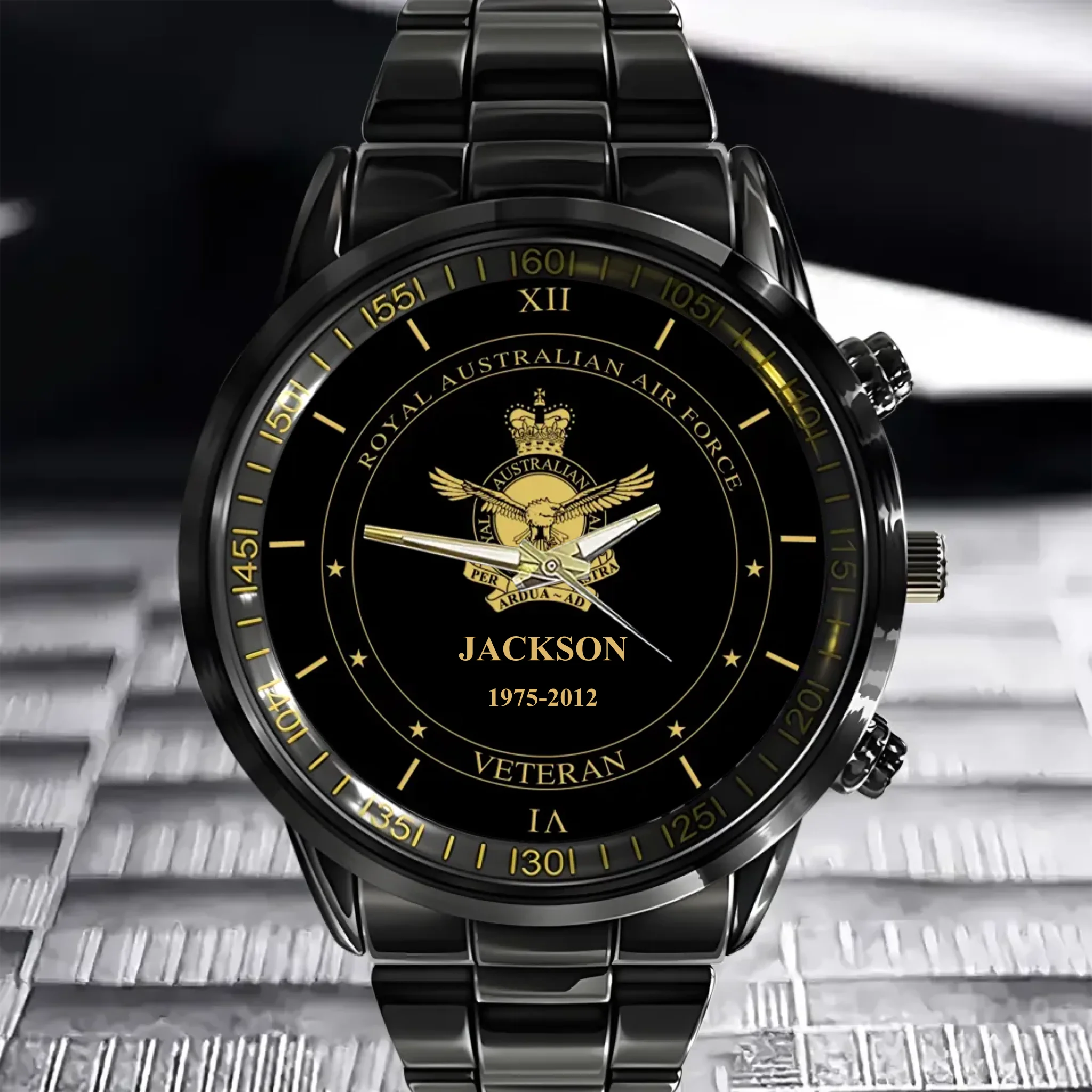 Personalized Australian Soldier & Veteran Stainless Steel Watch - Custom Name and Year - Military Keepsake Gift for Him