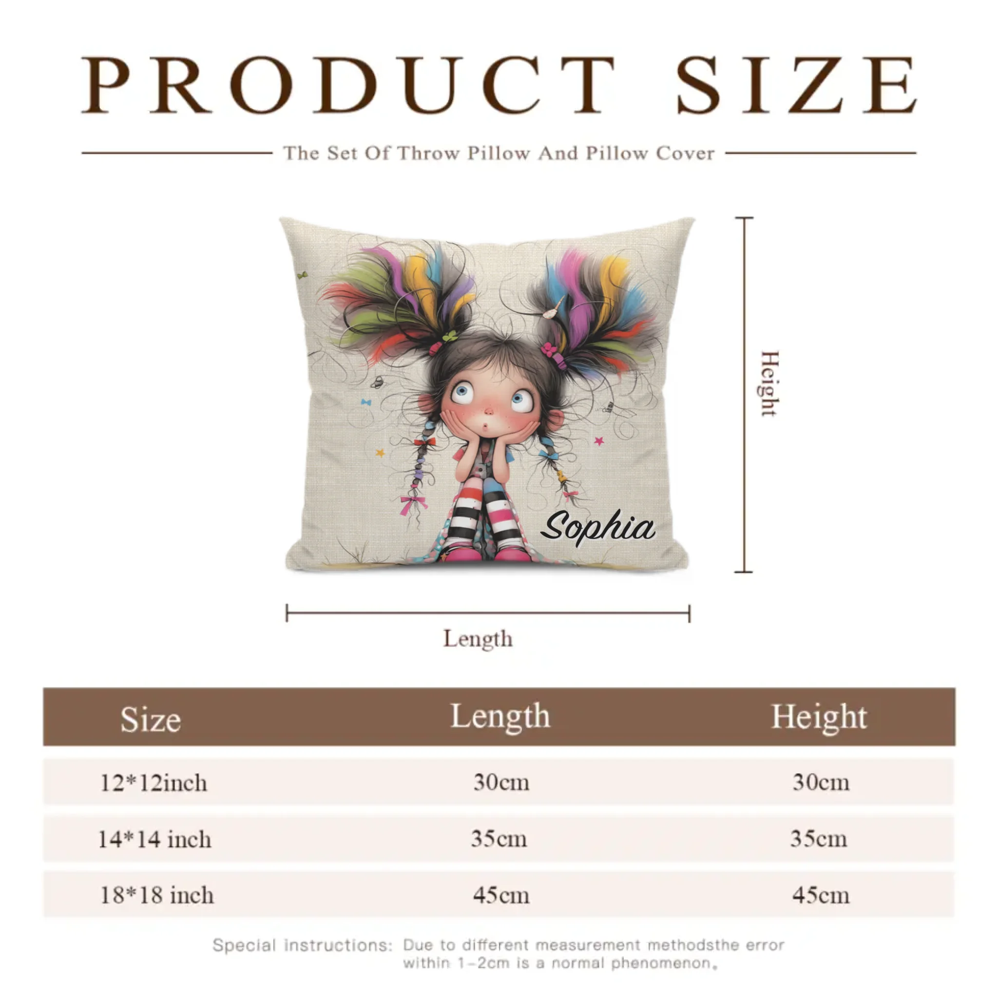 Custom Quirky Girl Pillow Cover with Name – Gift for Girls & Women