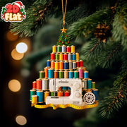Personalized Christmas Sewing Flat 2D Acrylic Ornament - Custom Name & Year 3D-Effect Keepsake - Gift For Sewing Lovers & Crafters