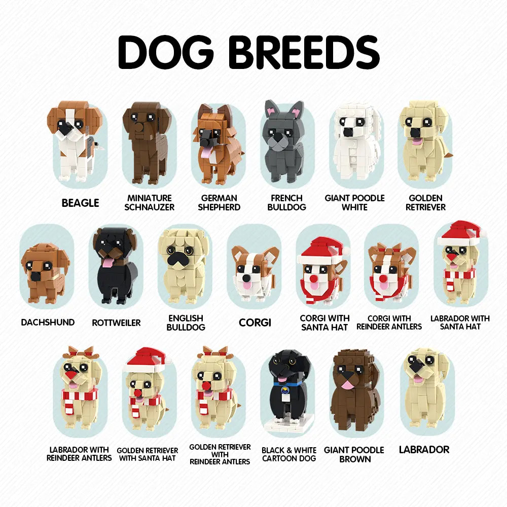 Custom Full-Body Cute Brick Figures of 1 Person and 2 Dogs with Frame Personalized Anniversary Gift Birthday Gift Christmas Gift